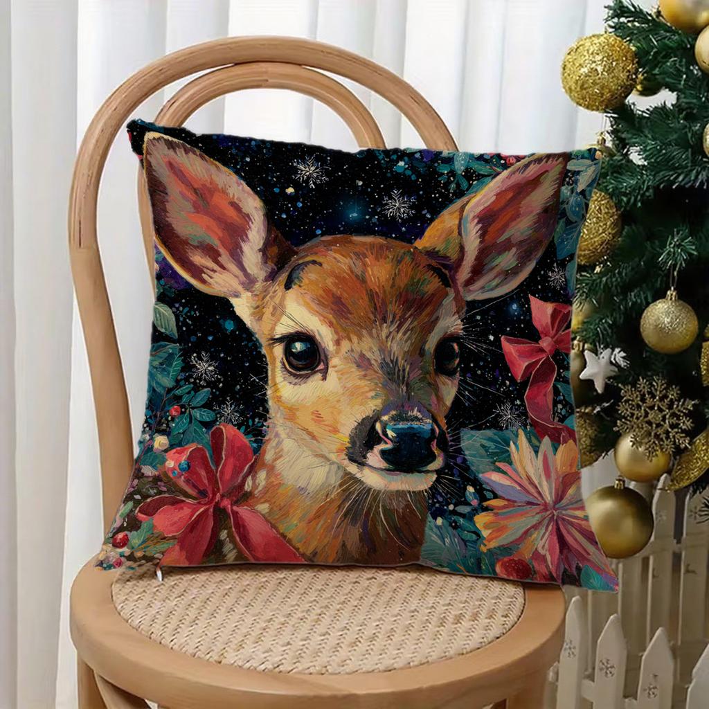 Santa Claus & Deer Pattern Pillowcasesuitable For Sofa Car Bedroom Decorative Cushion Cover Pillow Cover
