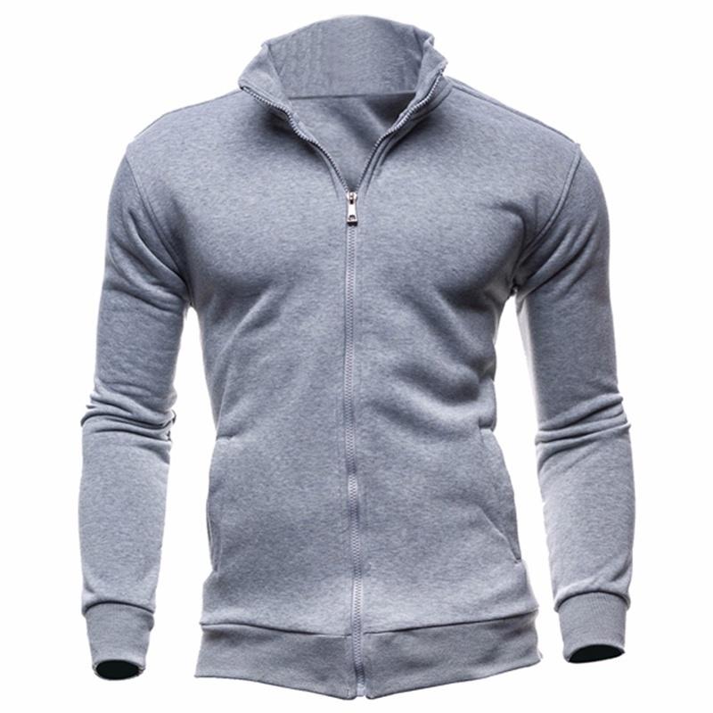 Men's Winter Zip Up Jacket With Stand Collar Ideal For Gym And Outdoor Activities