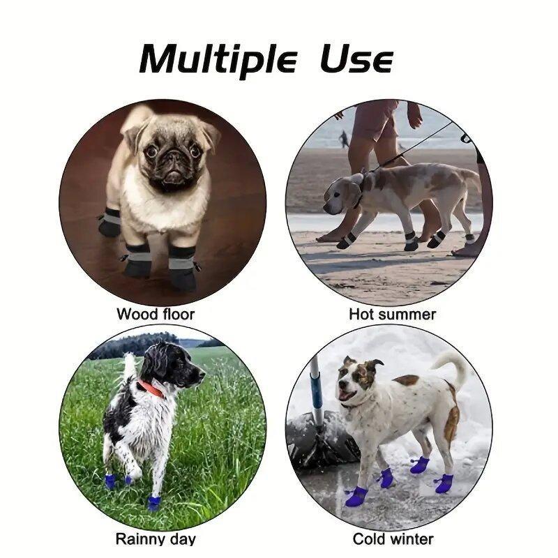 Hot Selliing Reflective Dog Foot Cover For Cats Dogs Soft Anti-slip Waterproof Pet Supplies Pet Booties Pet Shoes Footwear Oxford 4Pcs/Set