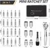 Bestgle Mini Ratchet Wrench Driver Bit Set with Small Reversible Ratchet Wrench and Storage Case for Repairing Household Appliances 28-Piece 72-Tooth