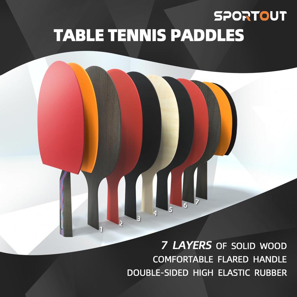 Sportout Table Tennis Paddle Portable Paddle with Storage Premium Ping Pong Racket for Indoor and Outdoor Games Set, Case,