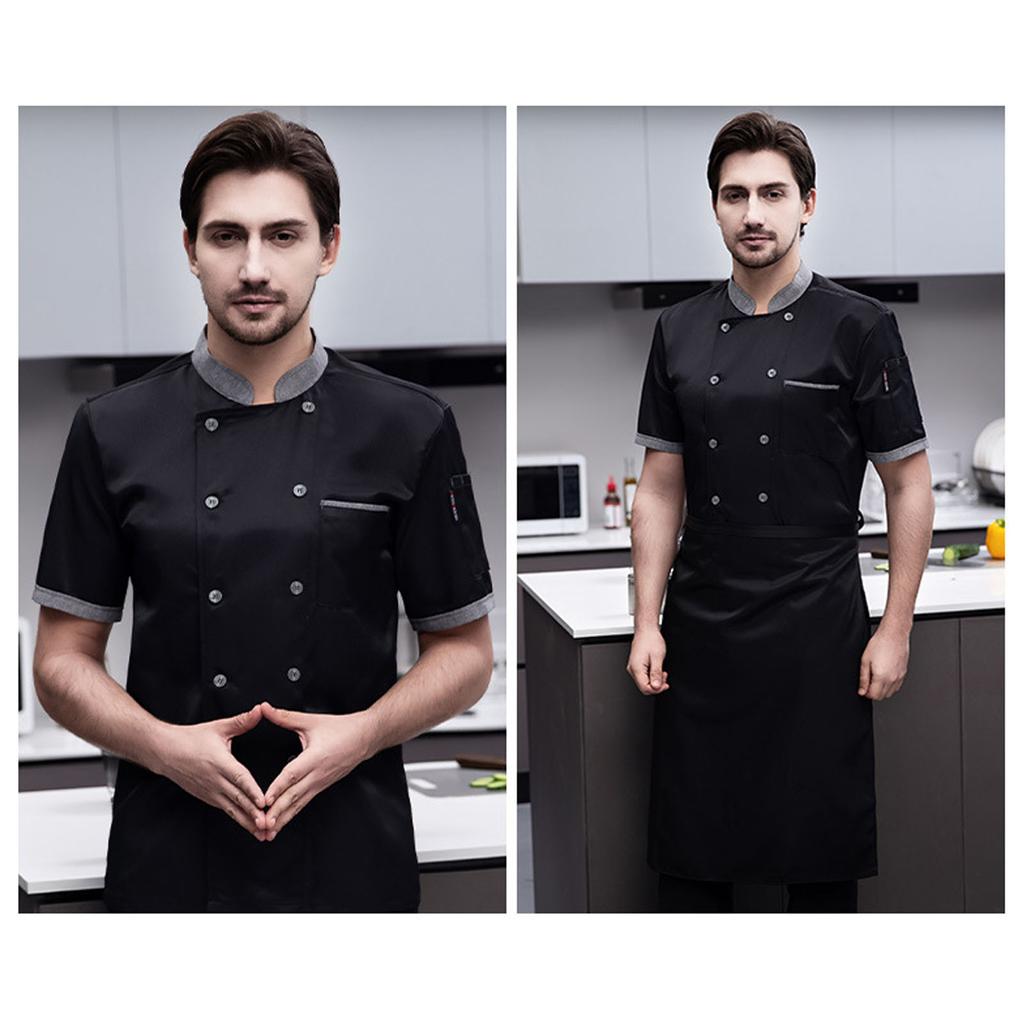 Chef Short Sleeve Breathable Mesh High Temperature Resistant Button Design Easy Washing Cotton Men