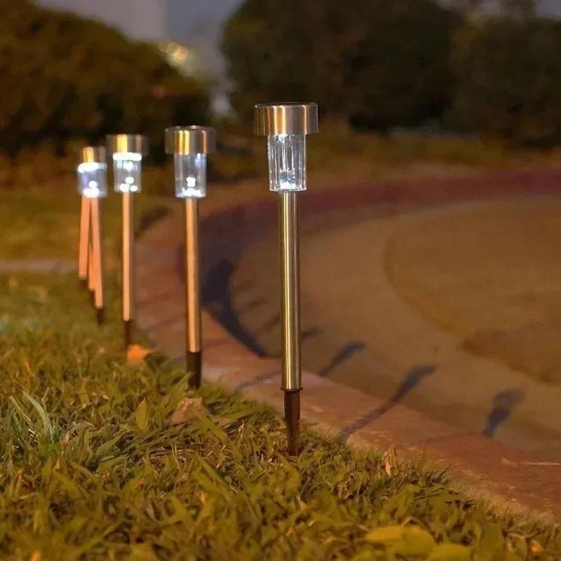 10 stk Ny Høy Kvalitet Hvit LED Plenlys Lampe Solcelledrevet Utendørs for Gårdsplass Gangvei Hage Landskapslys Belysning