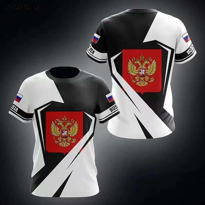 Popular Russian Men's T-Shirt Casual Loose Crew Neck Russian Flag Short Sleeve Top Men's Clothing