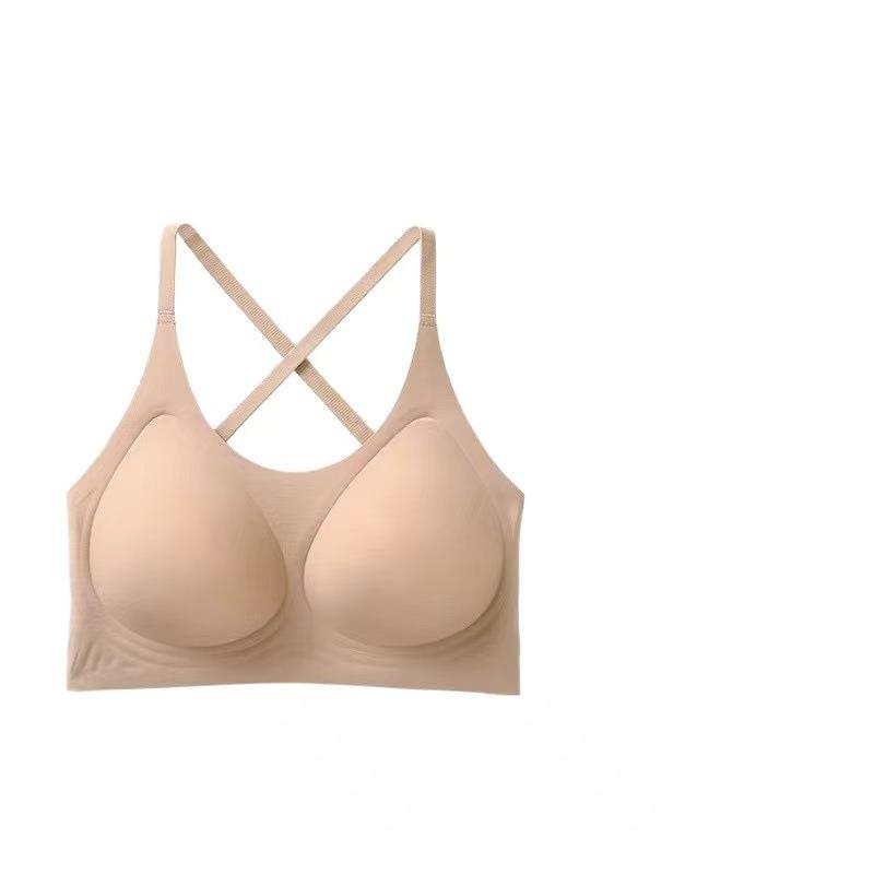 Traceless sports without steel ring jelly glue with sub-breasts to prevent sagging large size thin bra cover