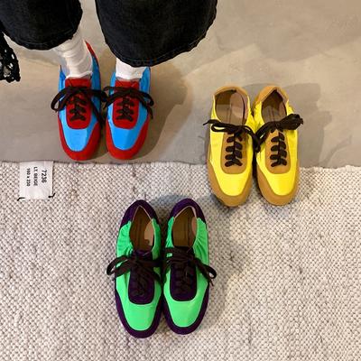 Madre Putao, lo stesso modello viene spedito in pochi secondi dal magazzino~ Nuove scarpe casual versatili a tacco basso con testa rotonda, pizzo super morbido e ceroso, allacciatura, splicing