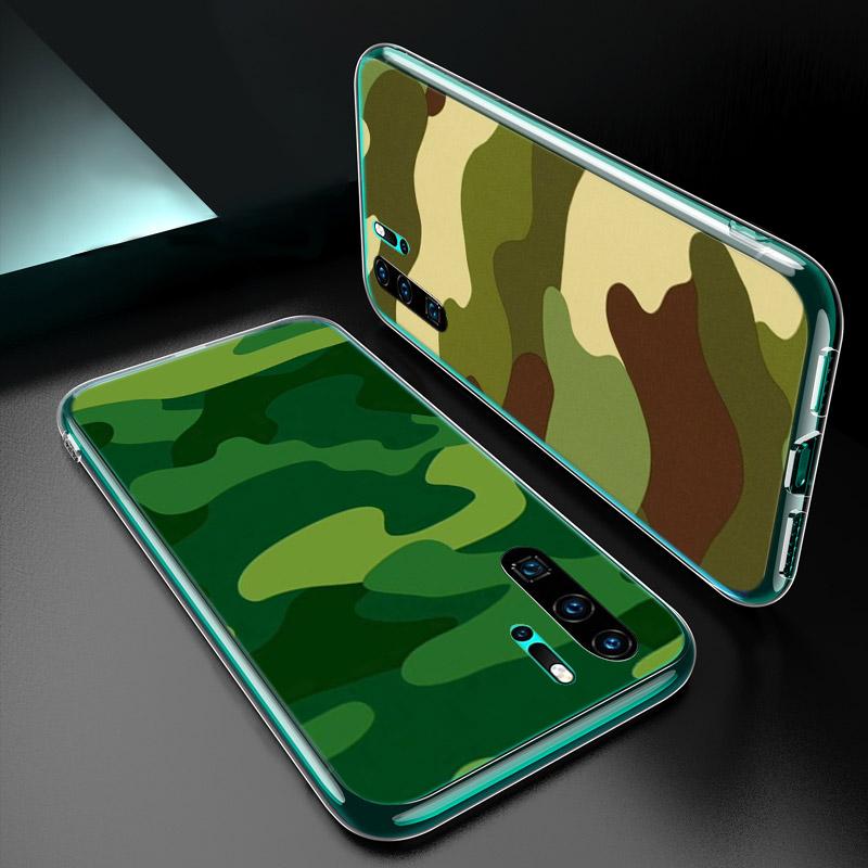 Armádní kamuflážní maskovací silikonový kryt pro Honor 30 30S 30i 9 10 9A 9C 9S 9N 10i 10X 9X Lite Pro 5G pouzdro na telefon