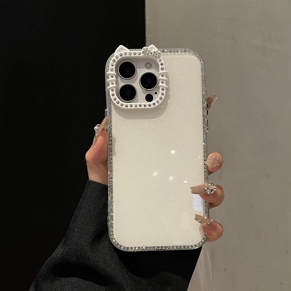 Bonbonfarbe Glitzer Diamant Katzenohren Handyhülle Für iPhone 17Air 16 15 14 13 12 11 Pro Max Plus Stoßfeste Schutz-Rückseite