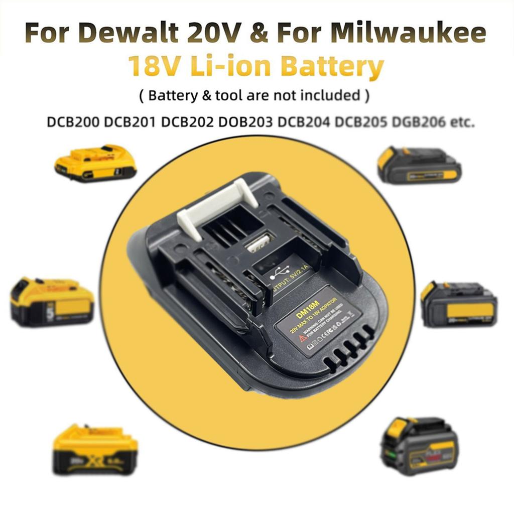 DM18M Battery Adapter for Makita 18V Tools Convert for Dewalt 20V Battery & Milwaukee M18 18V Battery To Makita 18V Battery
