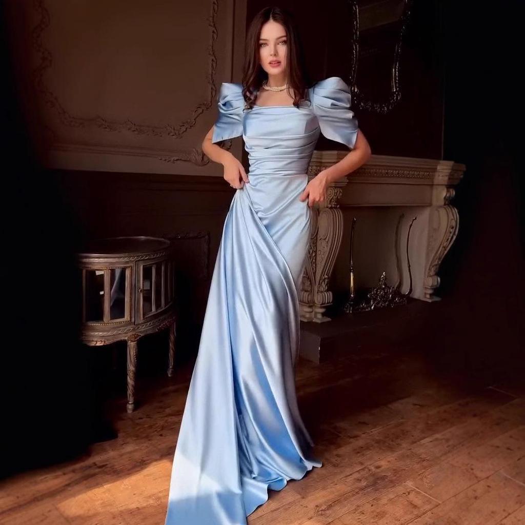 2025 Summer European & American Satin Evening Dress: Elegant, Slimming Design for Women