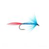Bimoo 4# Blue Red Silver-Butcher Fly Rooster Hackle Realistic May Fly Adult Nymph for Trout Grayling Fishing Lures