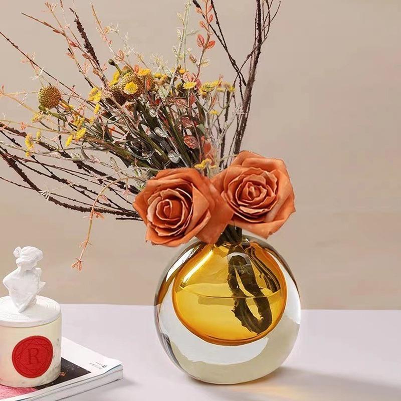 Nordic Vases Modern Flower Bottle Glass Minimalist Flower Vase Luxury Flowerpots Design Table Decoration Interior Accessories