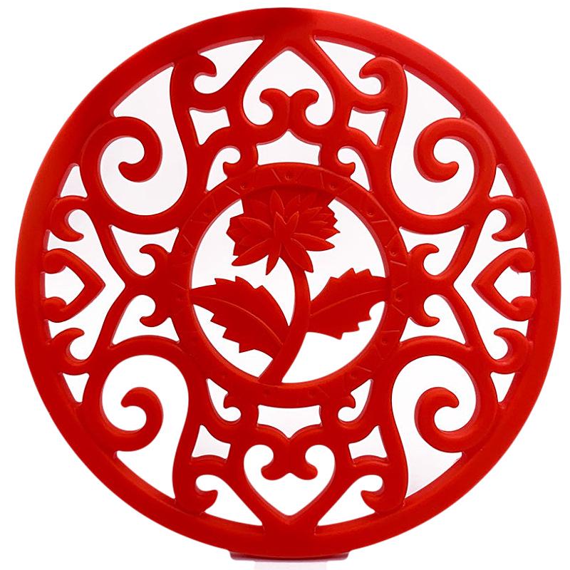 Medium Round Silicone Anti-Scald Teapot Pad - Chrysanthemum Design, Heat-Insulated and Anti-Mold