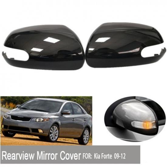 Gloss Black Clip-on Side Door Mirror Cover Cap For Kia Forte 2009 2010 2011 2012