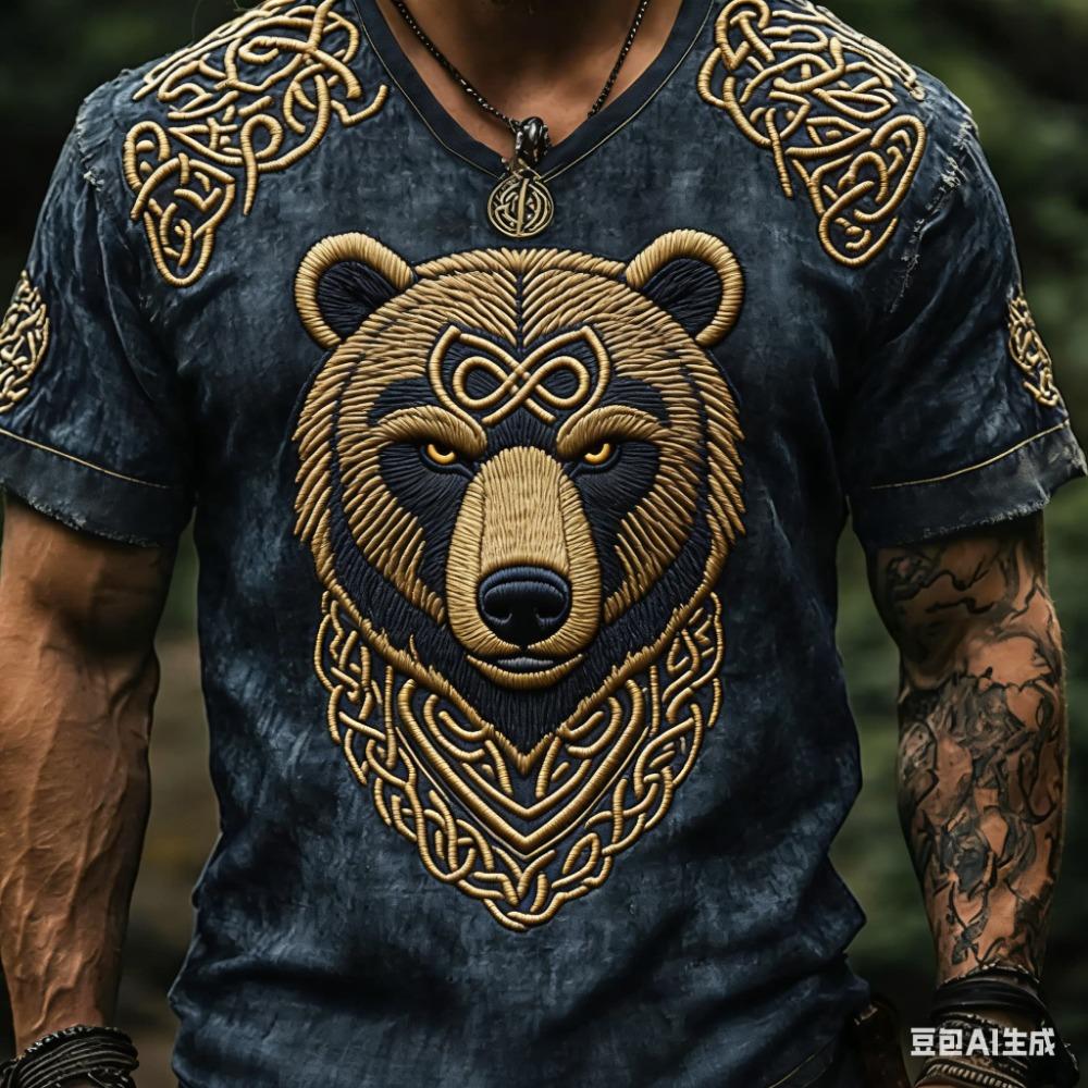 Men's Viking Wolf Head Totem T-shirt