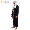 Halloween Masquerade Cosplay Prince Male Black Muslim Dubai Dress