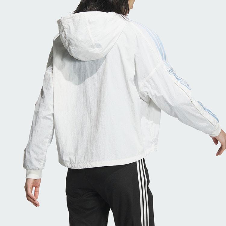 Adidas Originals Adibreak Hooded Windbreaker Jacket With Side Snap Buttons Women Bright White JI7474