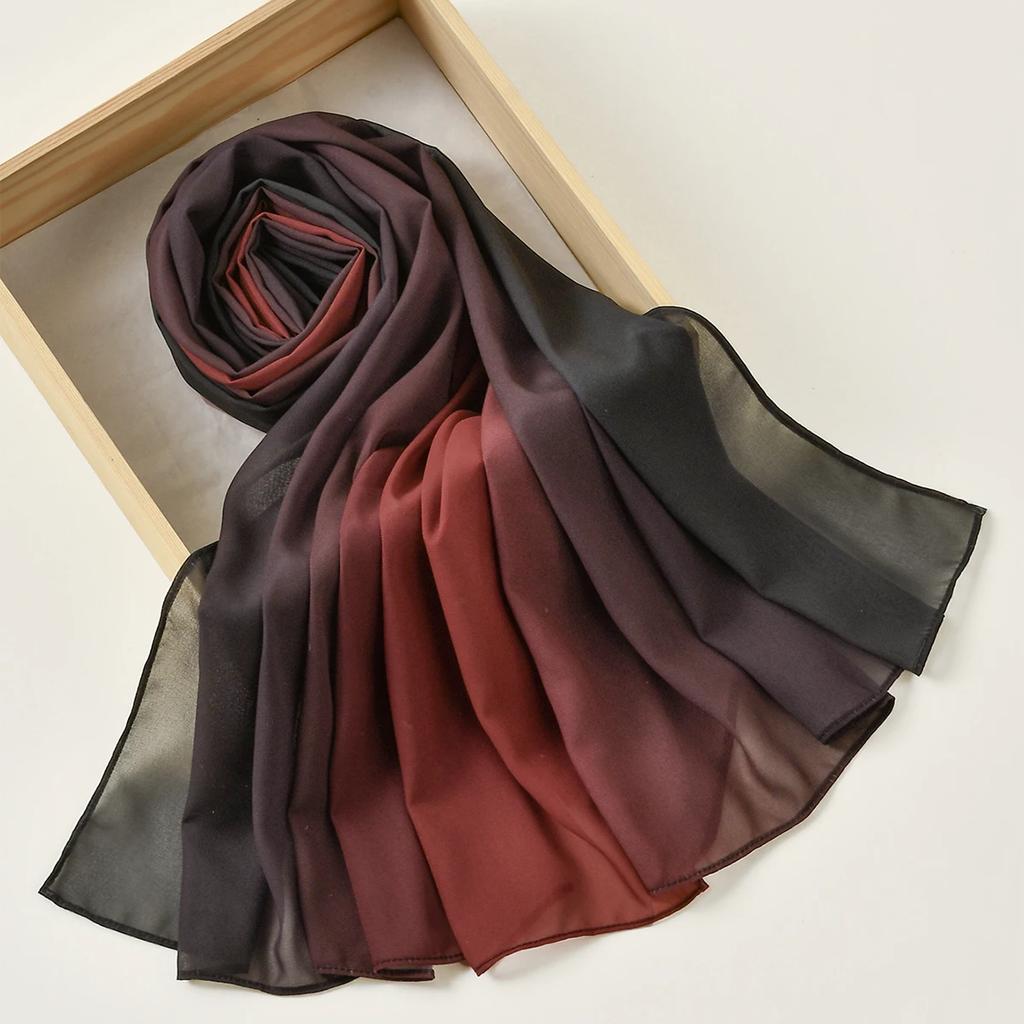Neuer Muslimischer Farbverlauf Chiffon Hijab Schal Langes Tuch Schal Hohe Qualität Mode Muslimisches Stirnband Halstuch 180*70cm