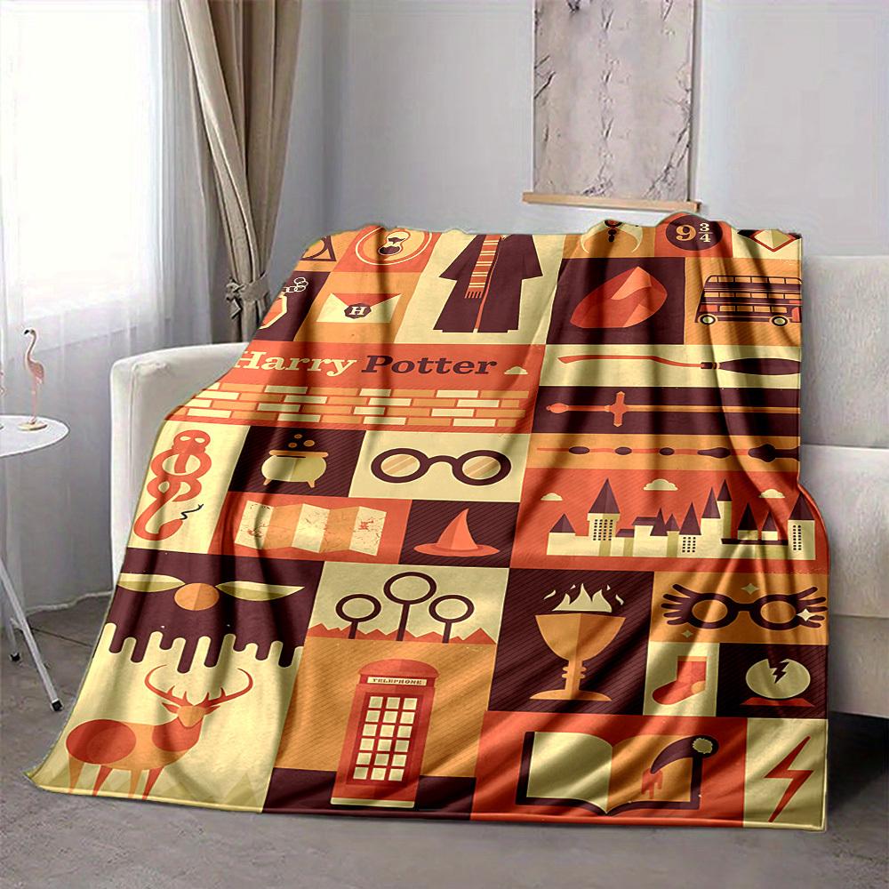 1pc Harry Potter Magic Wizard Flannel Throw Blanket - Lightweight Soft Warm All-Season Blanket for Sofa, Bed, Travel, Camping  L1029059