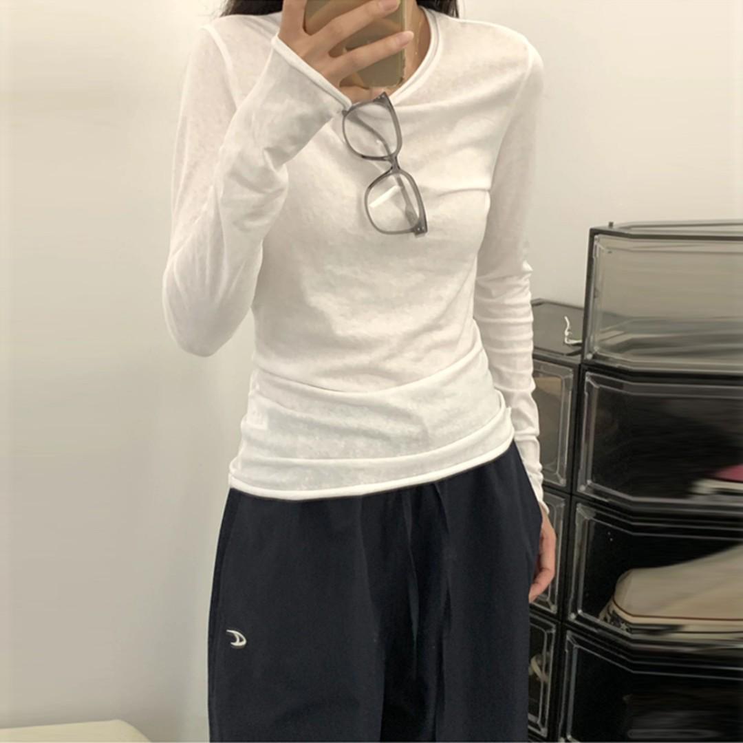 

Women s White Lightweight Cardigan - Rolled Edge Long Sleeve Sunscreen T-Shirt for Spring & Autumn 3XL, 165-205 jin белый