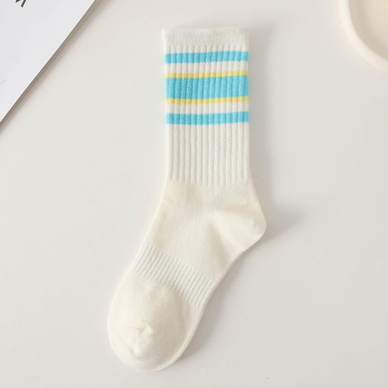 Women's Summer Comfortable Breathable Simple College Style Striped Tube Cotton Socks