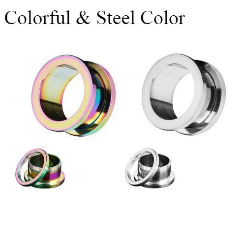 4pcs Combination Mixed Colour Steel Ear Plug Gauge 8g (3mm) - 1" (25mm) Ear Flesh Tunnel Expander Screw Fit