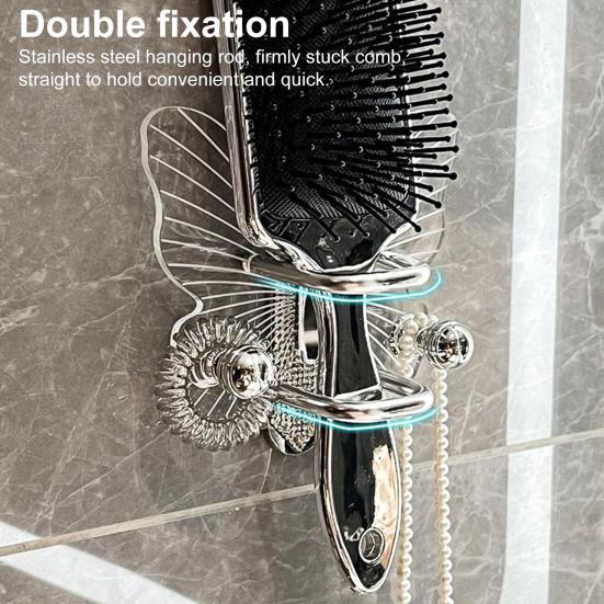 Transparent Hook Strong Load-bearing Butterfly Shape Simple Installation Self Adhesive Key Towel Hook Storage Rack