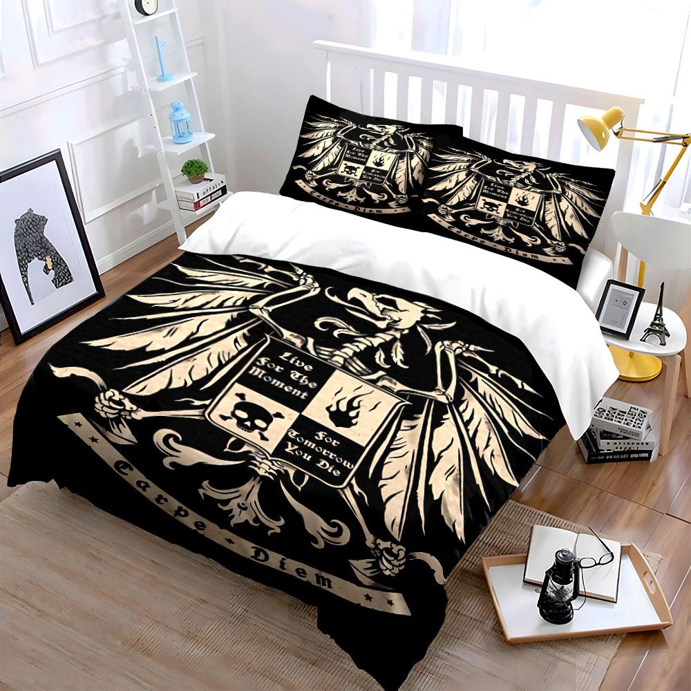 Skeleton with wings motif. Bedding sets Duvet cover sets Duvet covers Pillowcases(1 * Duvet Cover 2 * Pillowcases, without duvet insert)