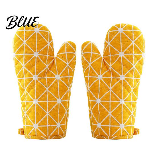 Silicone Lined Oven for Baking Heat Thick Resistant Gloves 2Pcs Cotton Mitts Grilling Multi-purpose Kitchen Microwave Non-Slip Hot Pots