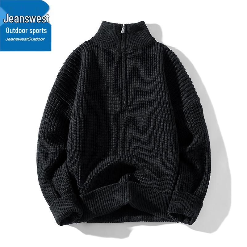 Jeanswest Herren Strickpullover mit halbem Reißverschluss und hohem Kragen