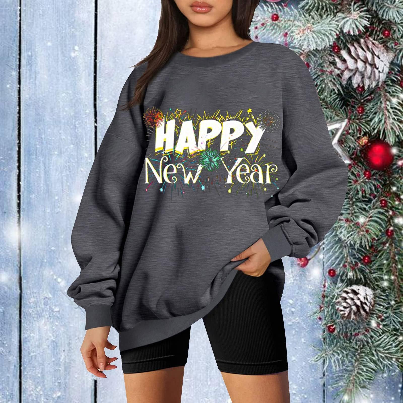 

Женские топы с подкладкой и круглым вырезом с длинными рукавами, рождественский милый свитер с принтом XXL серый