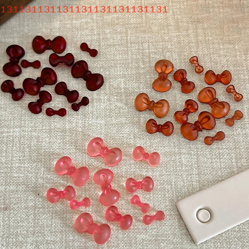 50pcs Cute Bow Tie Nail Decorations DIY Mix Parts for Manicure Accessories Winter 3D Nail Art Bow Tie Resin Charms