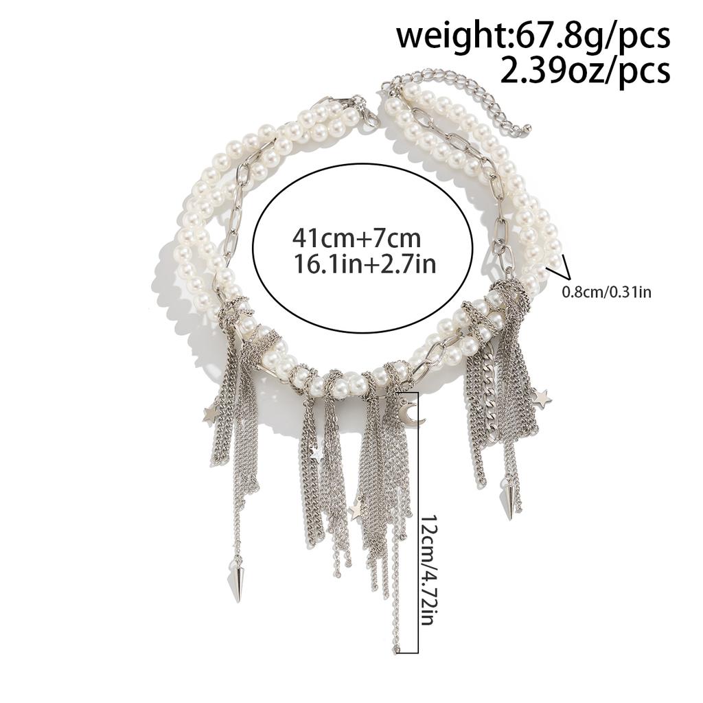 Ingemark Multilayer Vintage Star Love Heart Tassel Link Pendant Choker Necklace Creative Imitation Pearl Chain Party Jewelry New
