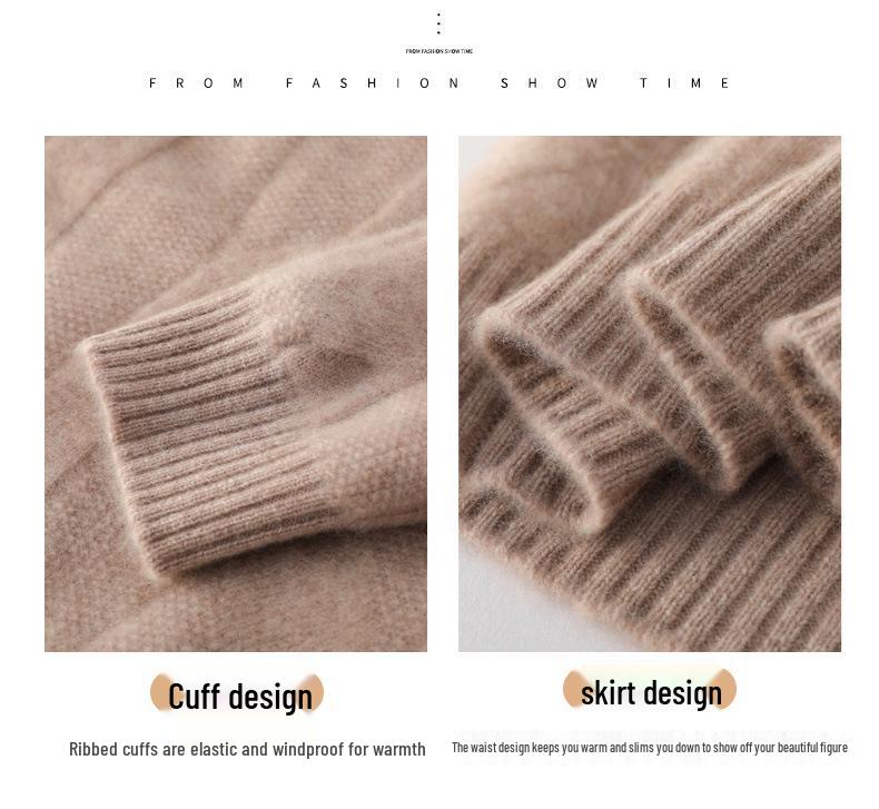 Women's Wool Blend High Neck Chunky Knit Sweater - Warm, Thick, Skin-Friendly Autumn/Winter Ready-to-Wear Arrival