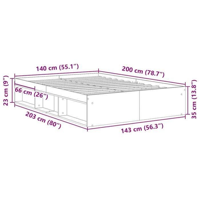 VidaXL Cadre de lit sans matelas chêne artisanal 140x200 cm 3328844