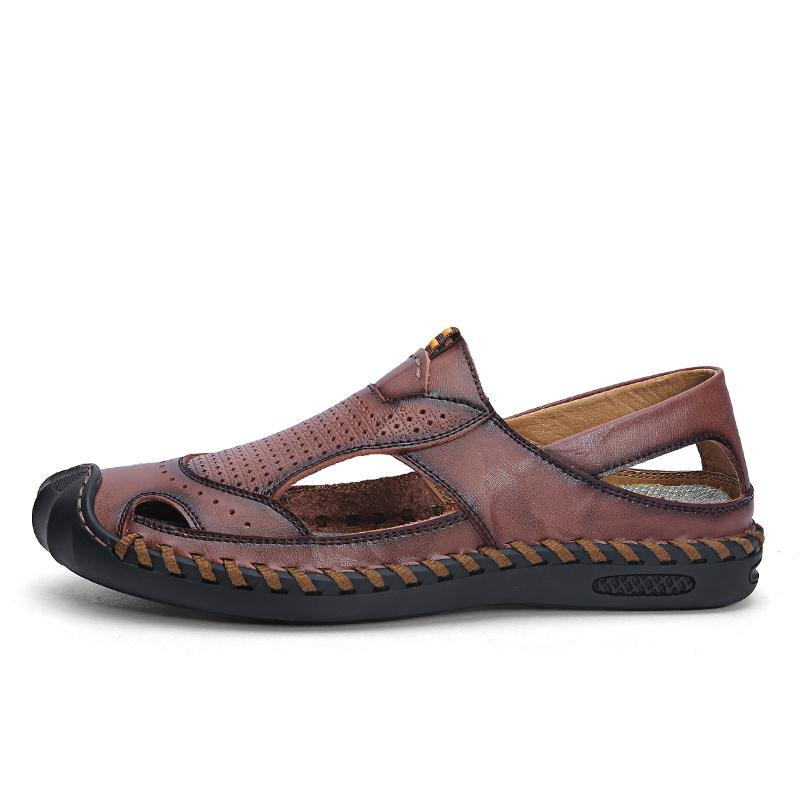 Golden Sapling Breathable Men's Sandals Genuine Leather Summer Shoes Leisure Loafers Casual Flats Casual Sandals for Men