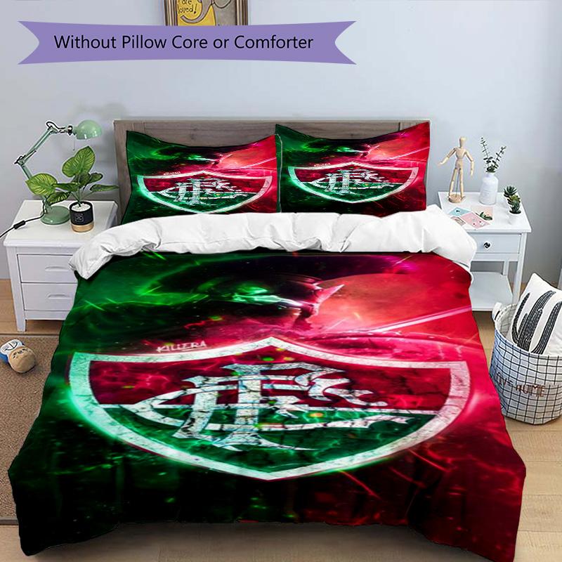 Flumi-nense Football Crest Printed Pattern Duvet Cover Set – includes 1 duvet cover and 2 matching pillowcases Bedroom decor Christmas gifts