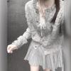 Autumn New Gray Super Good-looking Cardigan Sweater Women's High-end Knitted Short Coat Autumn Women's Top