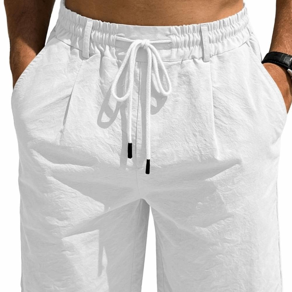 Drawstring Five Quarter Pants Elastic Waist Sweatpants Fashionable Men s Shorts Summer Season XXL белый