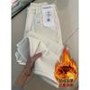 Warm Narrow Version White Velvet Thickened Loose Straight Jeans Women