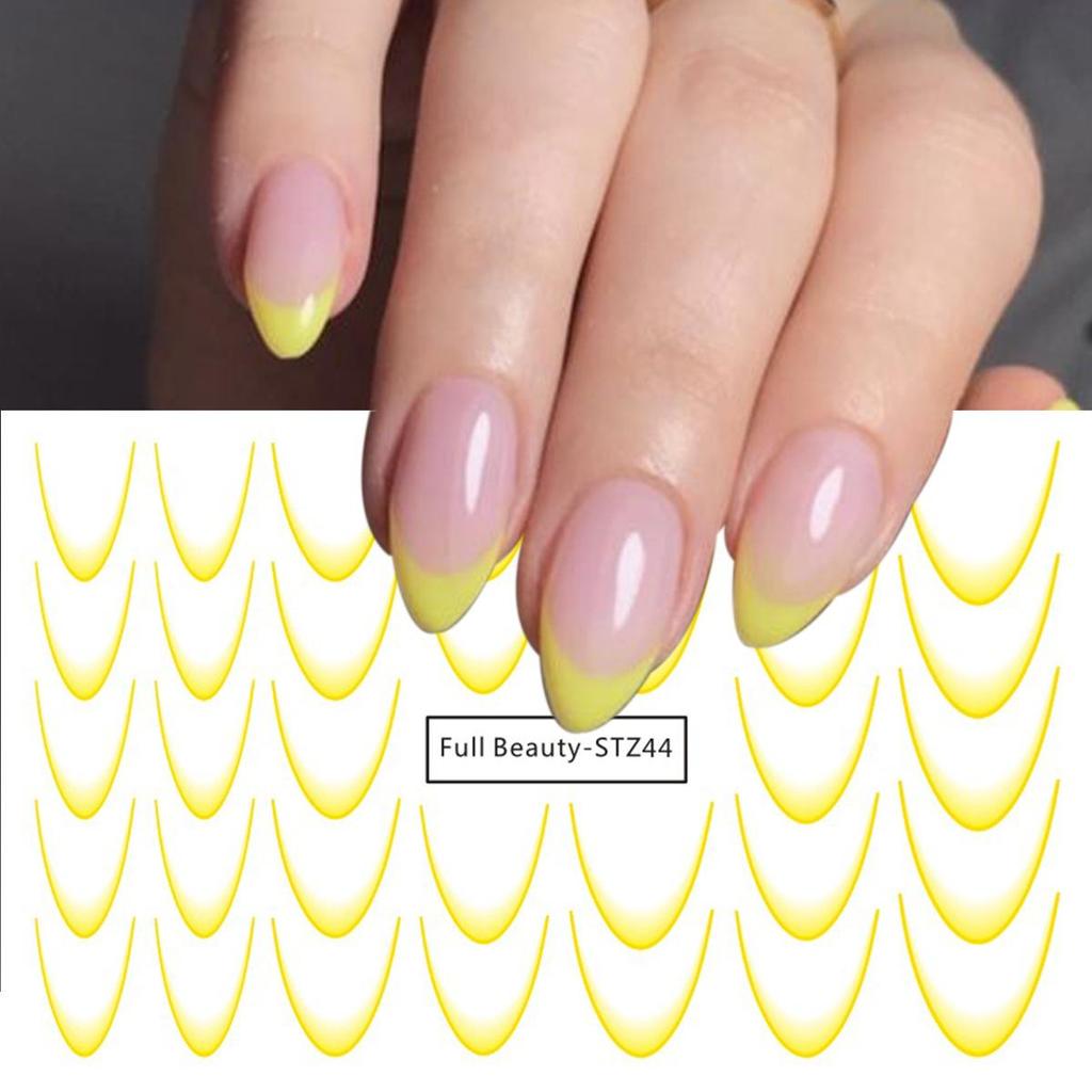 8 Blatt/SET Französisch Nagel Aufkleber Liner Nail Art Aufkleber bunte Slider Maniküre Dekor