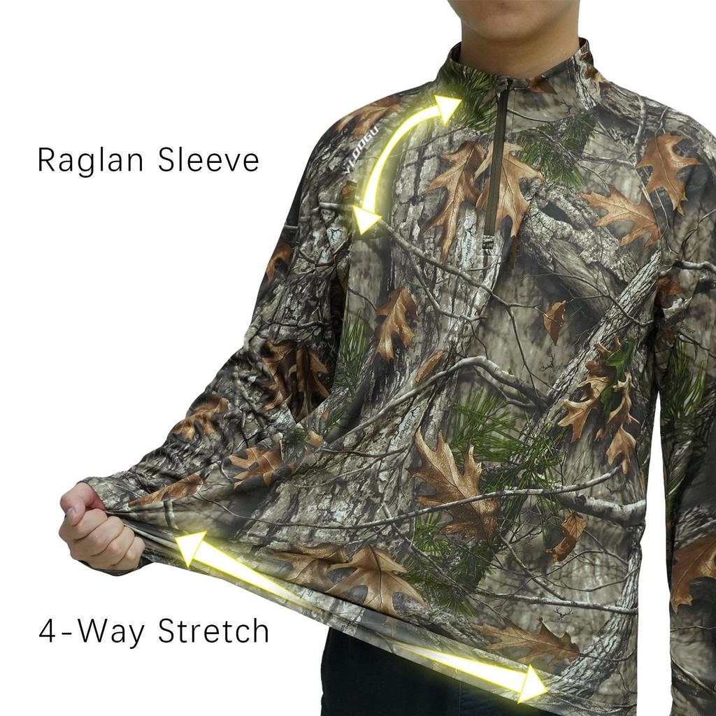 Hunting Outdoor Lightweight Quick-Dry Long-Sleeve Sports T-Shirt with Half-Zip