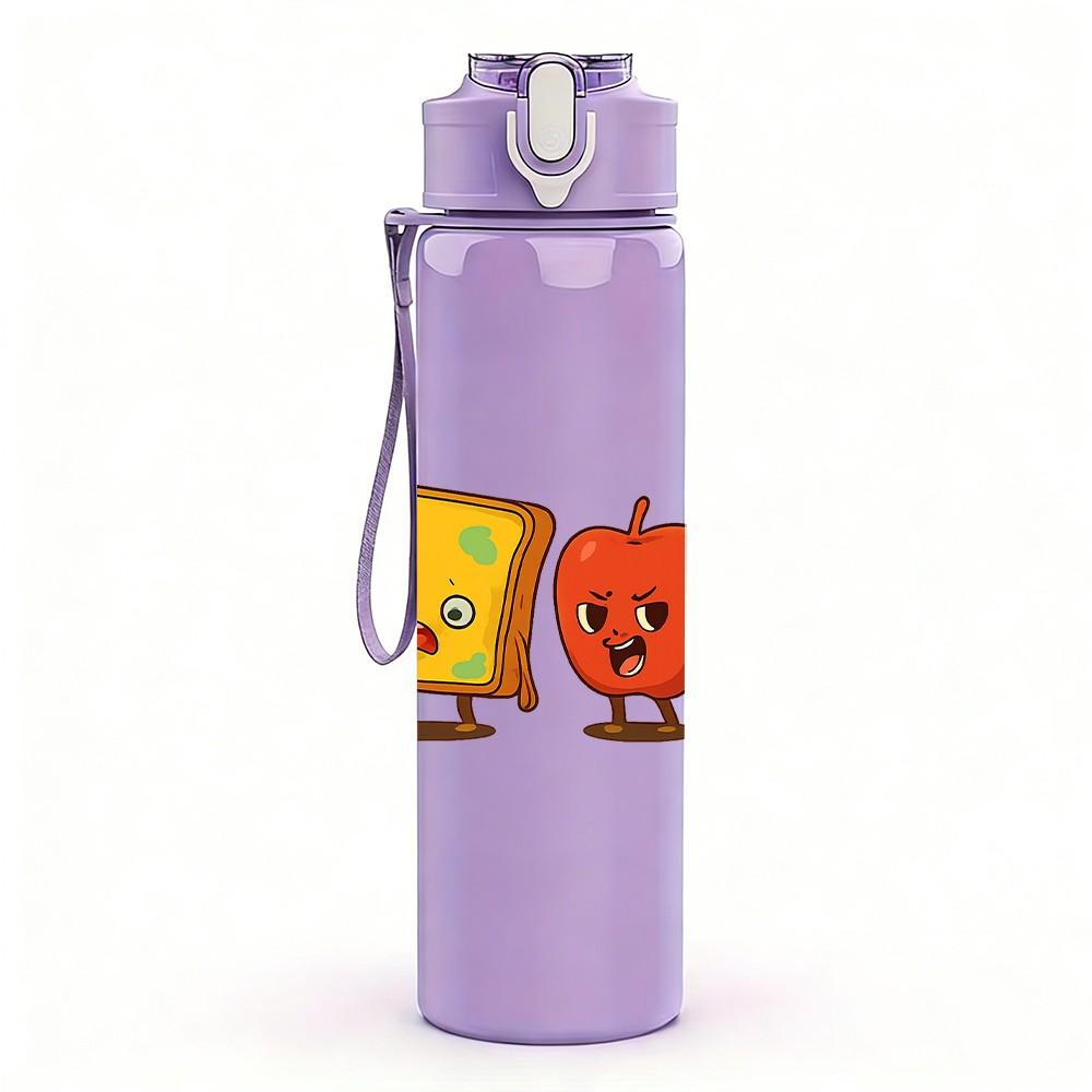 1PC Fruit Banana Cheese Print 750ml Color Plastic Sports Water Bottle Leakproof Flip Straw Lid Suitable for Sports Office Home Use