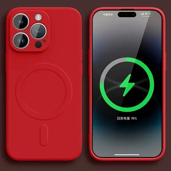 Flüssigsilikon Original Hülle Für iPhone 15 16 14 Plus 13 12 Mini 11 Pro Max X XR XS Für Magsafe Magnetisch Stoßfest Weiche Abdeckung