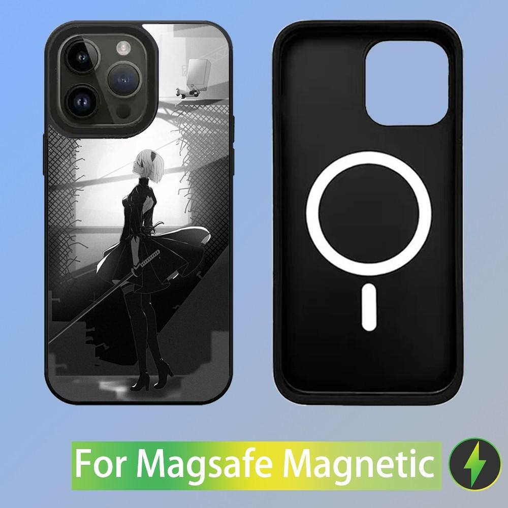 Anime N-NieR Automata 2B Phone Case For iPhone 15,14,13,12,11,Plus,Pro,Max Mini Magsafe Magnetic Wireless Charging