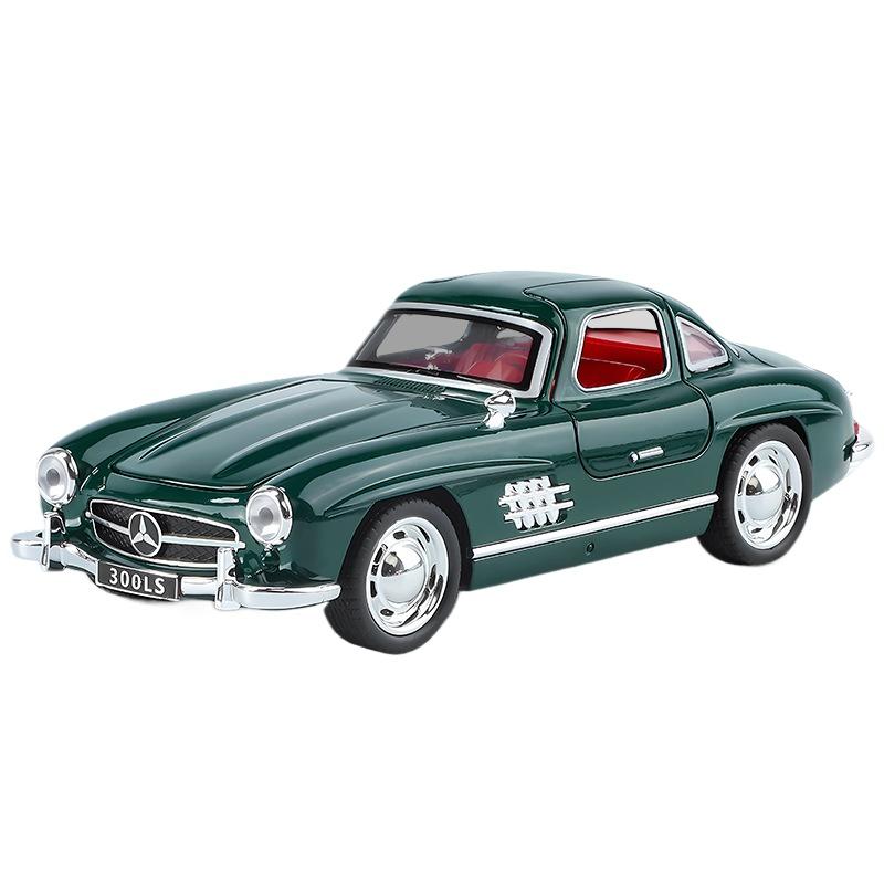 

1/32 Metal Die Casting Mercedes-Benz 300SL Simulated Sound and Light Children s Toy Car Ornaments with Base Boy Gift зелёный