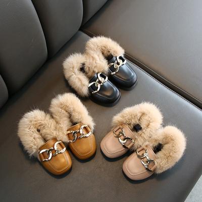 2024 Automne Hiver Fille Chaussures en Peluche Chaussure de Princesse en Peluche Semelle Souple Chaussure Enfant Chaussure Chaude en Coton Chaussures Filles Chaussures Décontractées Enfants
