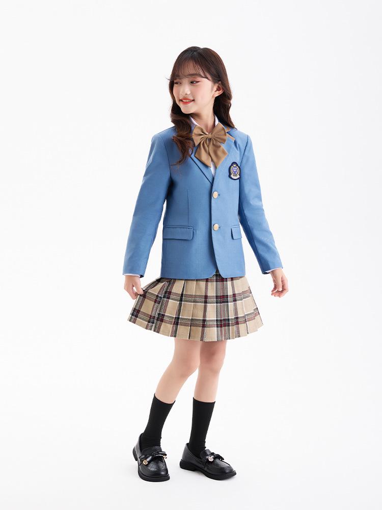 British College Style School Uniform Set – Kindergarten Boys' & Girls' Plaid Suit and Skirt.