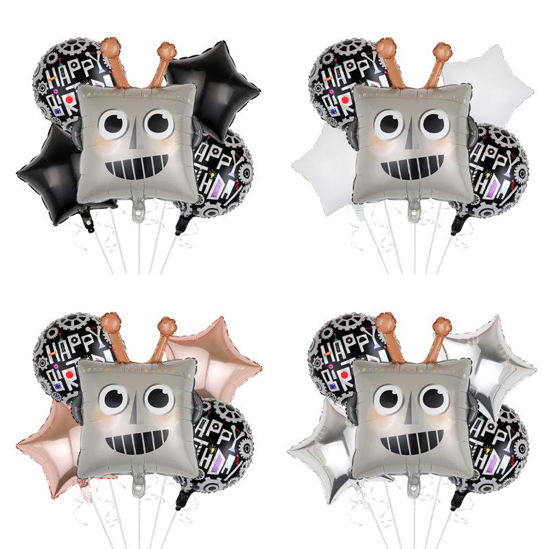 Roboter Cartoon Themen Einweg Geschirr Papier Teller Tassen Kinder Favor Luftballons Geburtstag Party Baby Dusche Dekorationen Lieferungen