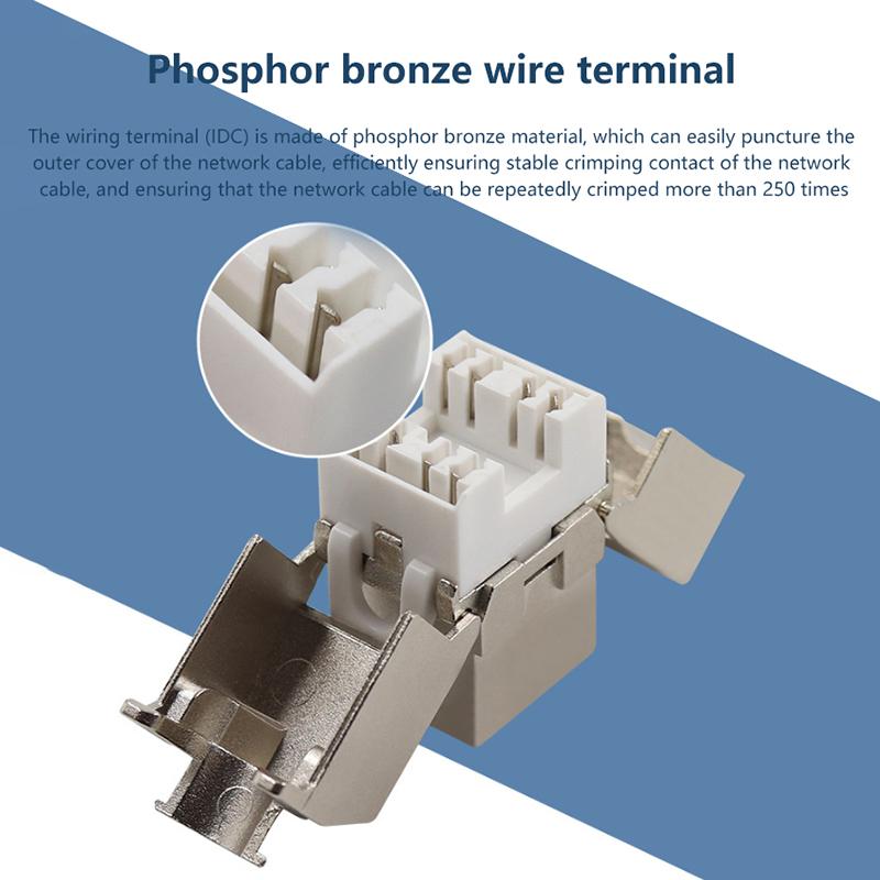 Jack Keystone Cat6A Cat7 Tipo Sin Herramientas Rj45 Stp Cat7 Módulo de Aleación de Zinc Adaptador Acoplador Para 22 A 26 Awg